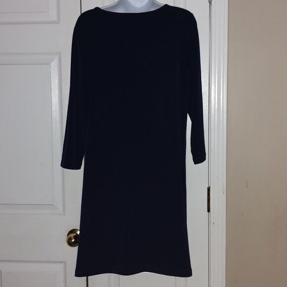Susan Graver  Everyday  Navy 3/4 length sleeve tunic with slit Sz M - Picture 5 of 6